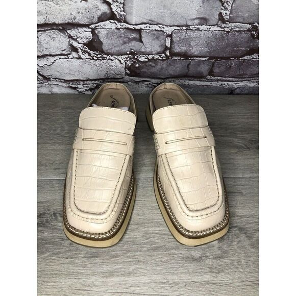 Free People Blush Pink Leather Platform Penny Loafer Mules Women Sz 39EU/8.5M US - Picture 4 of 16